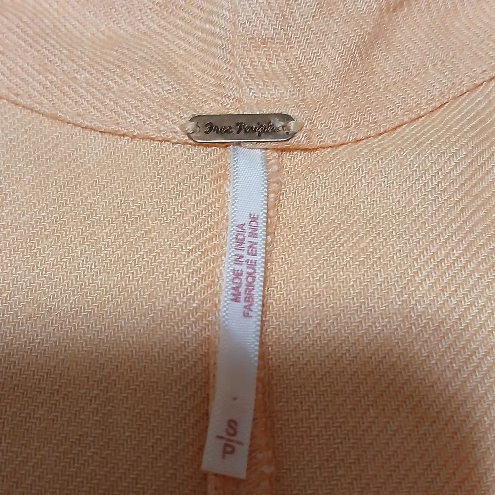 Free People Peach Midi Dress Deep Scoop Back‎ Ruffle Hem Pockets OB891286 Mens S